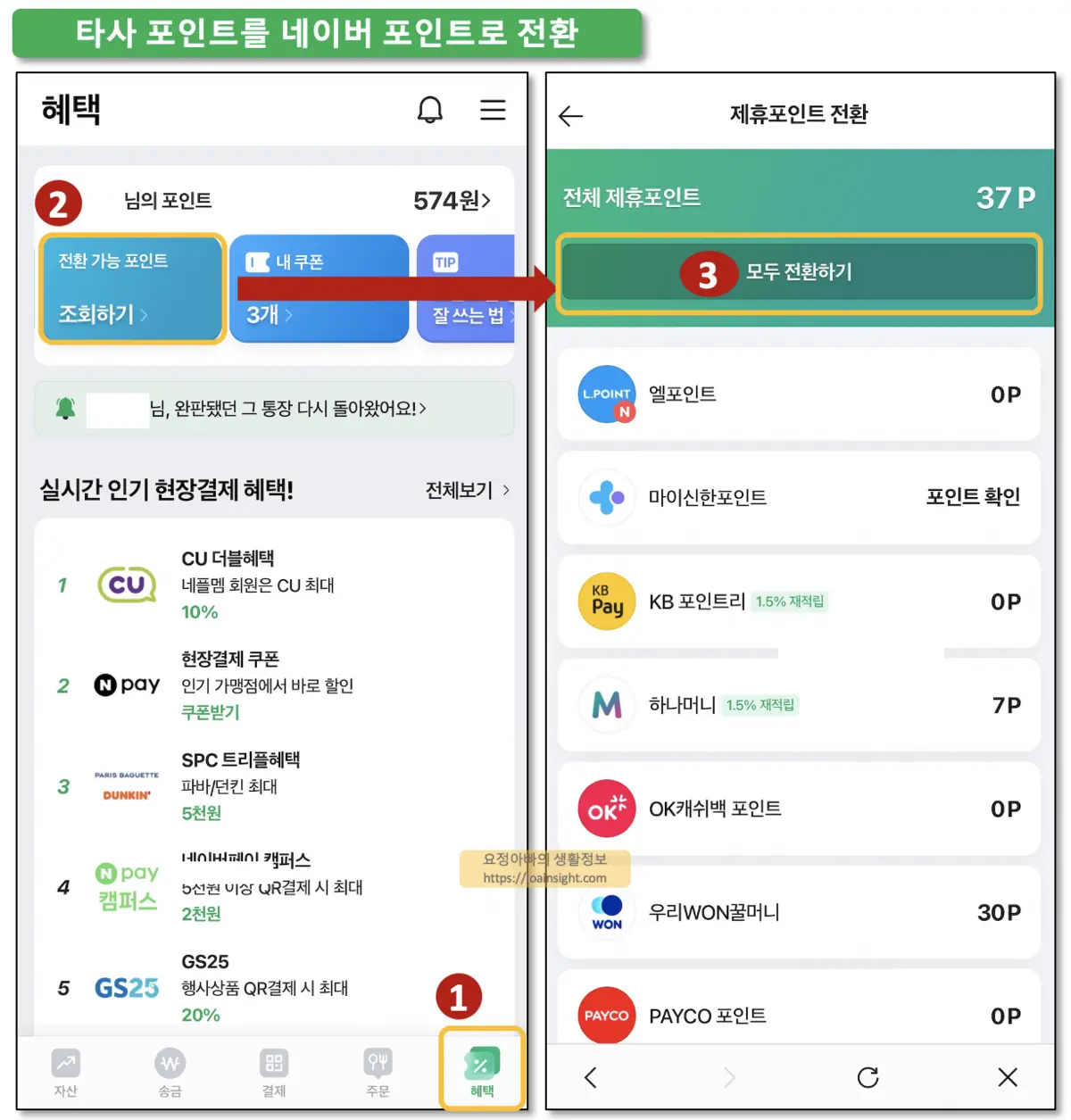 네이버페이 사용처 타사포인트 전환