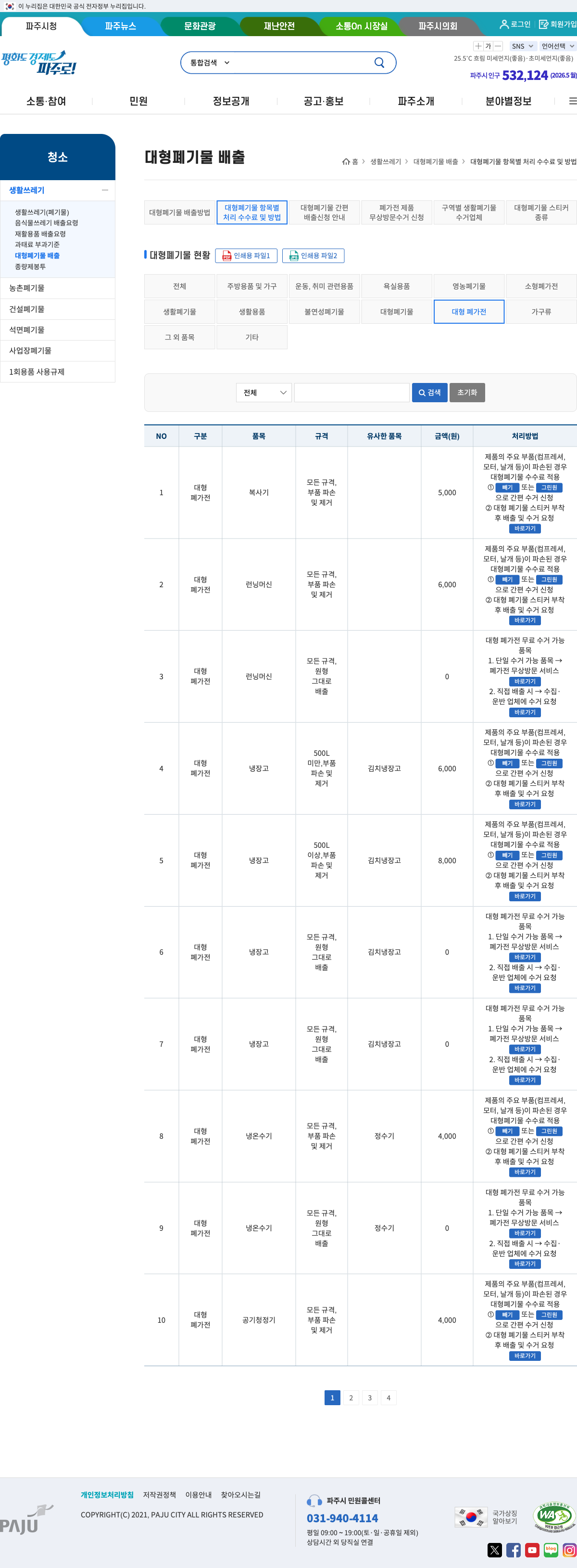 paju appliance fees